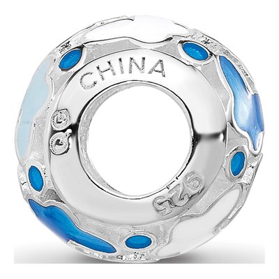 Sterling Silver Blue Enamel Butterfly Bead – view 3
