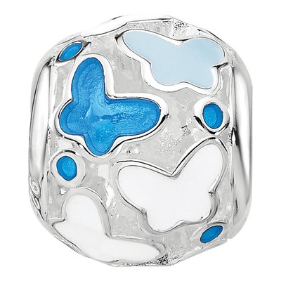 Sterling Silver Blue Enamel Butterfly Bead – view 4