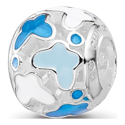 Sterling Silver Blue Enamel Butterfly Bead – view 6