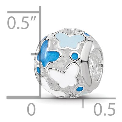 Sterling Silver Blue Enamel Butterfly Bead – view 7