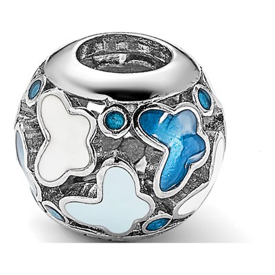 Sterling Silver Blue Enamel Butterfly Bead – view 8