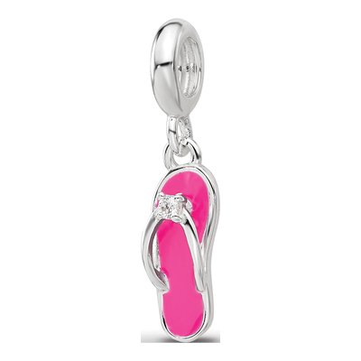 Sterling Silver CZ Flip Flop Dangle Bead