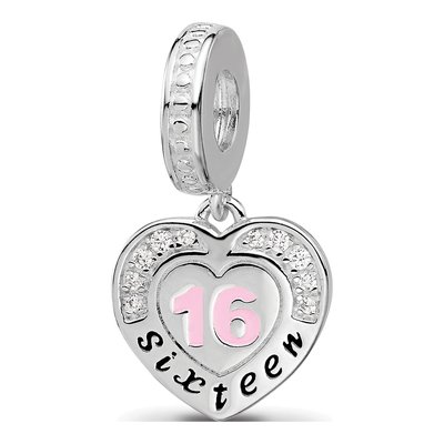 Sterling Silver CZ Enameled Dangle Bead