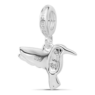 Sterling Silver Black Spinel & CZ Hummingbird Bead – view 5