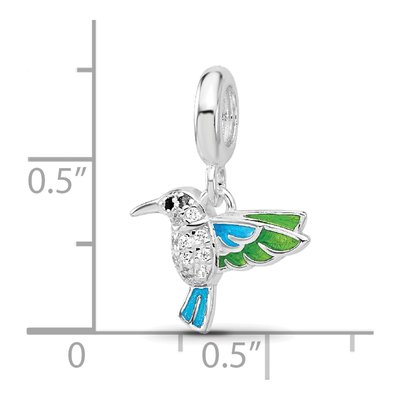 Sterling Silver Black Spinel & CZ Hummingbird Bead – view 6