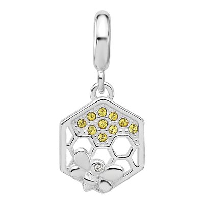 Sterling Silver CZ Bee Honeycomb Dangle Bead – view 4