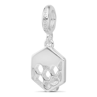 Sterling Silver CZ Bee Honeycomb Dangle Bead – view 5