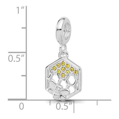 Sterling Silver CZ Bee Honeycomb Dangle Bead – view 6