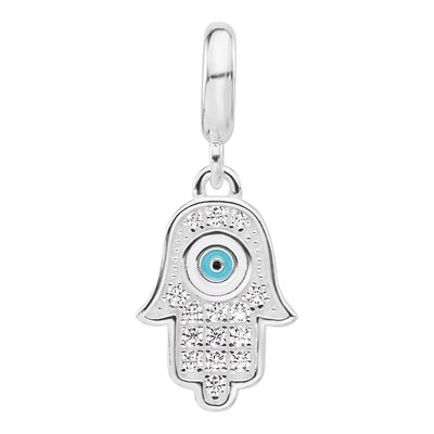 Sterling Silver CZ Hamsa Dangle Bead – view 4