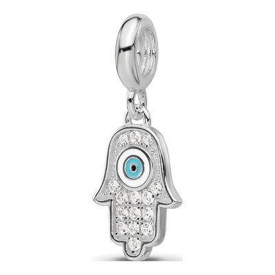 Sterling Silver CZ Hamsa Dangle Bead