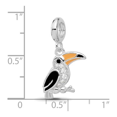 Sterling Silver CZ Toucan Dangle Bead – view 6