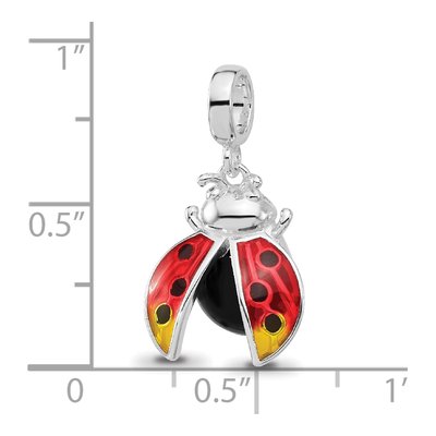 Sterling Silver Enameled Ladybug Dangle Bead – view 6