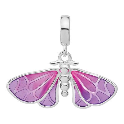 Sterling Silver Enameled Butterfly Dangle Bead – view 4
