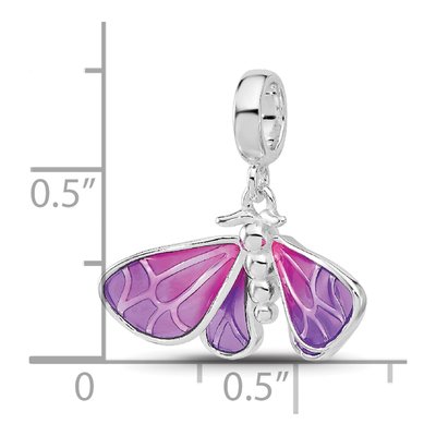 Sterling Silver Enameled Butterfly Dangle Bead – view 6