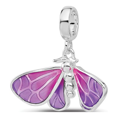 Sterling Silver Enameled Butterfly Dangle Bead