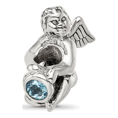 Sterling Silver CZ March Bead