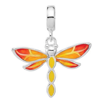 Sterling Silver Enamel Dragonfly Dangle Bead – view 4