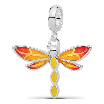 Sterling Silver Enamel Dragonfly Dangle Bead