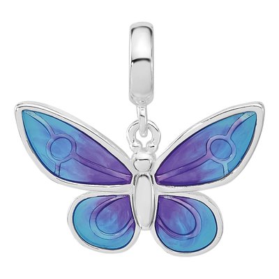Sterling Silver Enamel Butterfly Dangle Bead – view 4