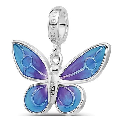 Sterling Silver Enamel Butterfly Dangle Bead – view 5
