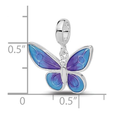 Sterling Silver Enamel Butterfly Dangle Bead – view 6