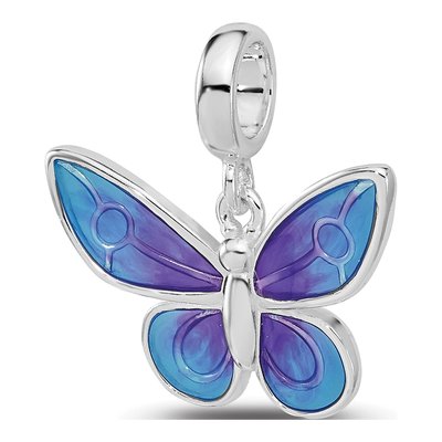 Sterling Silver Enamel Butterfly Dangle Bead