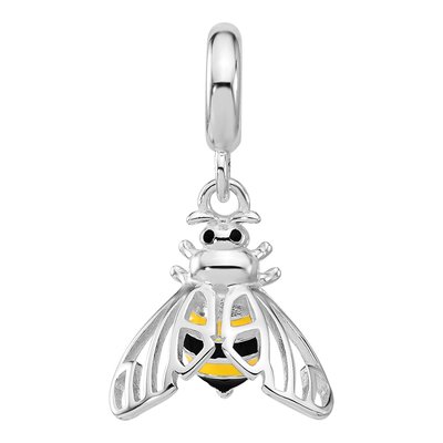 Sterling Silver Enameled Bee Dangle Bead – view 4
