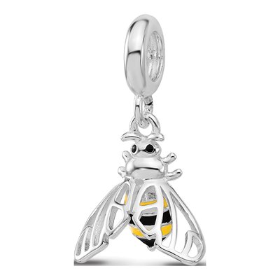 Sterling Silver Enameled Bee Dangle Bead