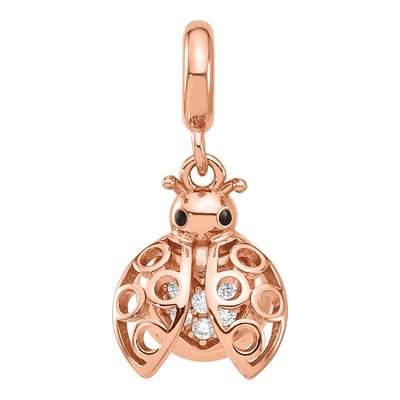 Rose Gold-Plated Sterling Silver CZ Bug Dangle Bead – view 5