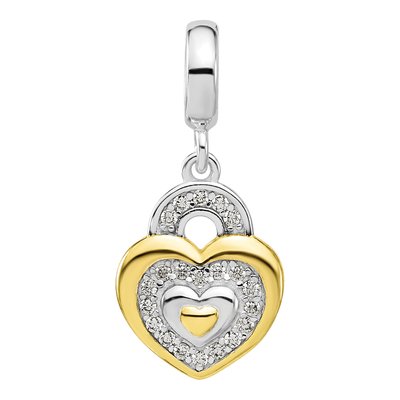 Sterling Silver CZ Heart Dangle Bead – view 4