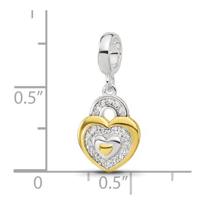 Sterling Silver CZ Heart Dangle Bead – view 6