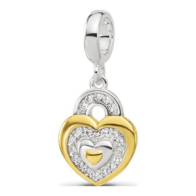Sterling Silver CZ Heart Dangle Bead