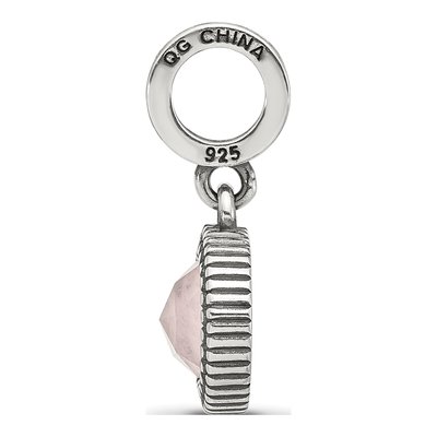 Sterling Silver Antiqued Pink Chalcedony Dangle Bead – view 3