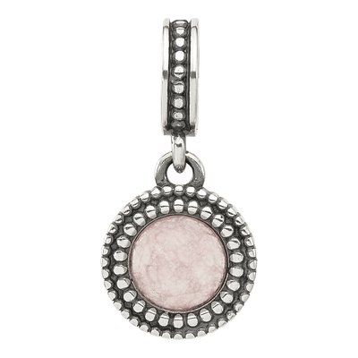 Sterling Silver Antiqued Pink Chalcedony Dangle Bead – view 4