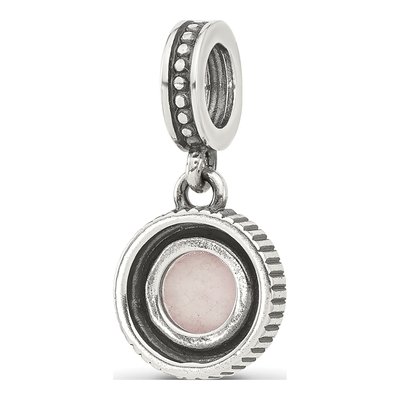 Sterling Silver Antiqued Pink Chalcedony Dangle Bead – view 6