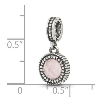 Sterling Silver Antiqued Pink Chalcedony Dangle Bead – view 7