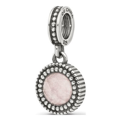 Sterling Silver Antiqued Pink Chalcedony Dangle Bead