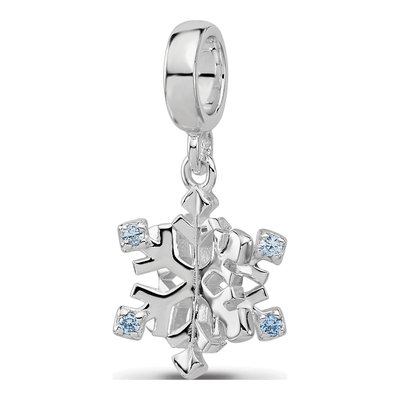 Sterling Silver Blue Spinel Snowflake Dangle Bead