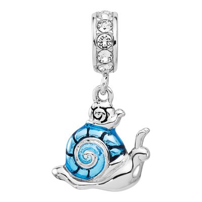 Sterling Silver Crystal Snail Dangle Bead – view 5