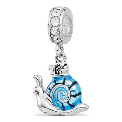 Sterling Silver Crystal Snail Dangle Bead – view 6