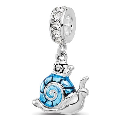 Sterling Silver Crystal Snail Dangle Bead