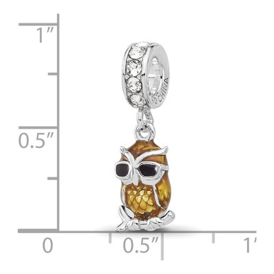 Sterling Silver Crystal Enameled Owl Dangle Bead – view 7