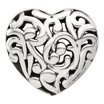 Sterling Silver Floral Heart Bead – view 4