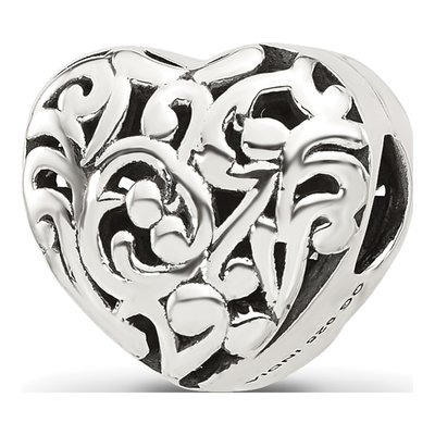 Sterling Silver Floral Heart Bead – view 5
