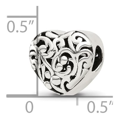 Sterling Silver Floral Heart Bead – view 6