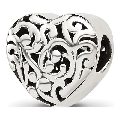 Sterling Silver Floral Heart Bead