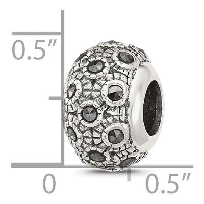 Sterling Silver Antiqued Marcasite Bead – view 6