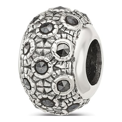 Sterling Silver Antiqued Marcasite Bead