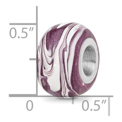 Sterling Silver Purple Enamel Bead – view 6