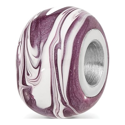 Sterling Silver Purple Enamel Bead